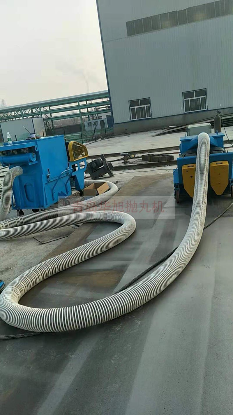 東營用戶使用手持移動式拋丸機(jī)清理鋼板鐵銹效果